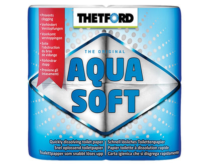 thetford original aqua soft toalettpapir 4 pakning i blå og hvit farge