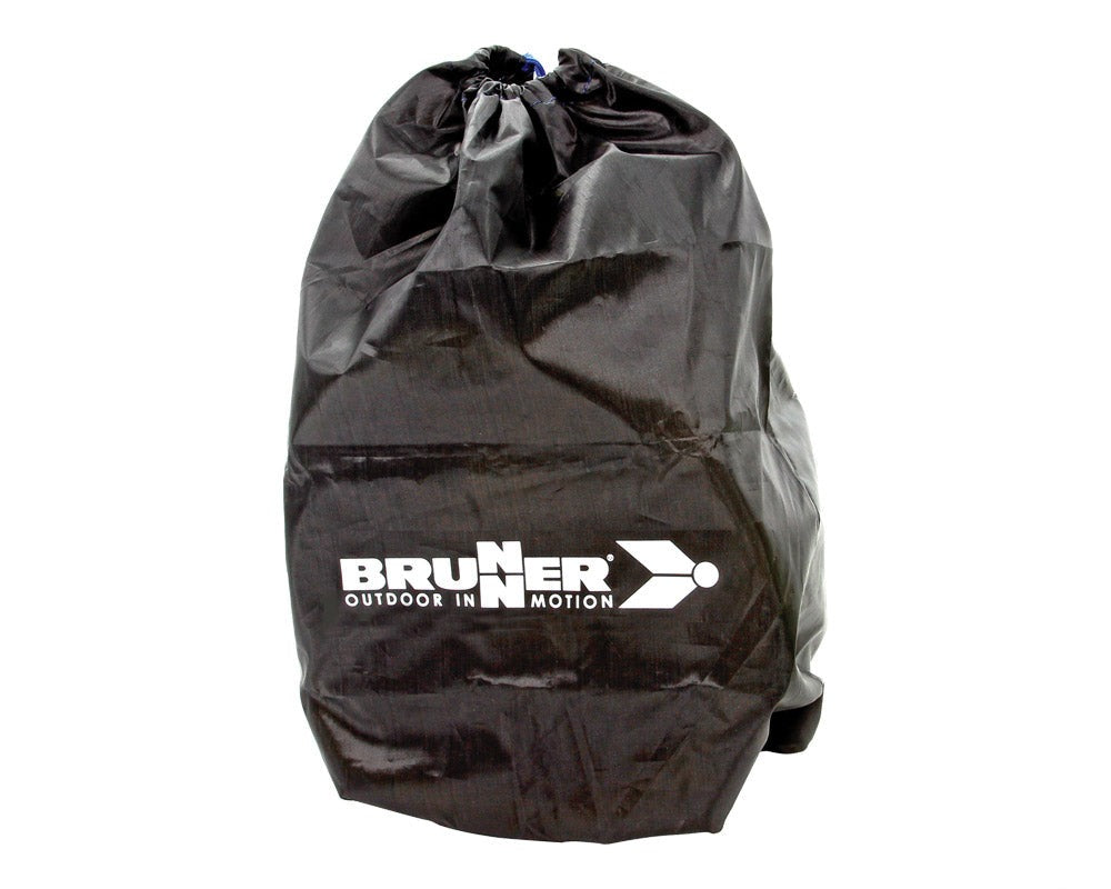 sort bærebag til støvsuger med brunner logo i hvitt 