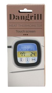 dangrill grilltermometer i brun pakning, og displayet viser 44c og 24 c