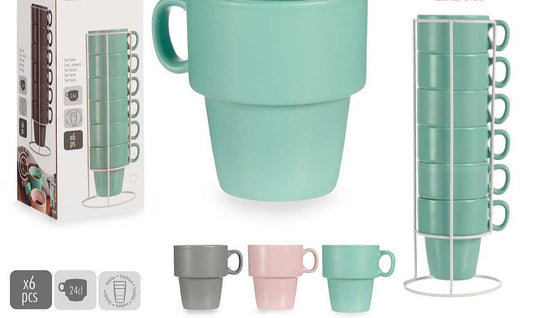 Porselen kaffekopper 6 stk i stativ - Hjem & Fritidsshoppen.no
