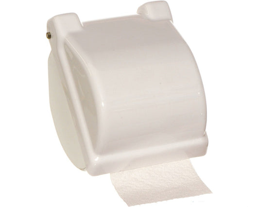 Toalettrullholder m/deksel hvit