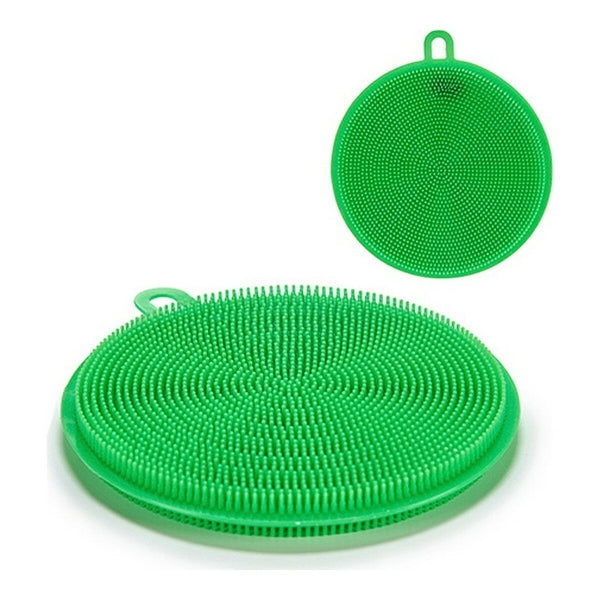 2 grønne silikon oppvaskskrubber liggende og stående